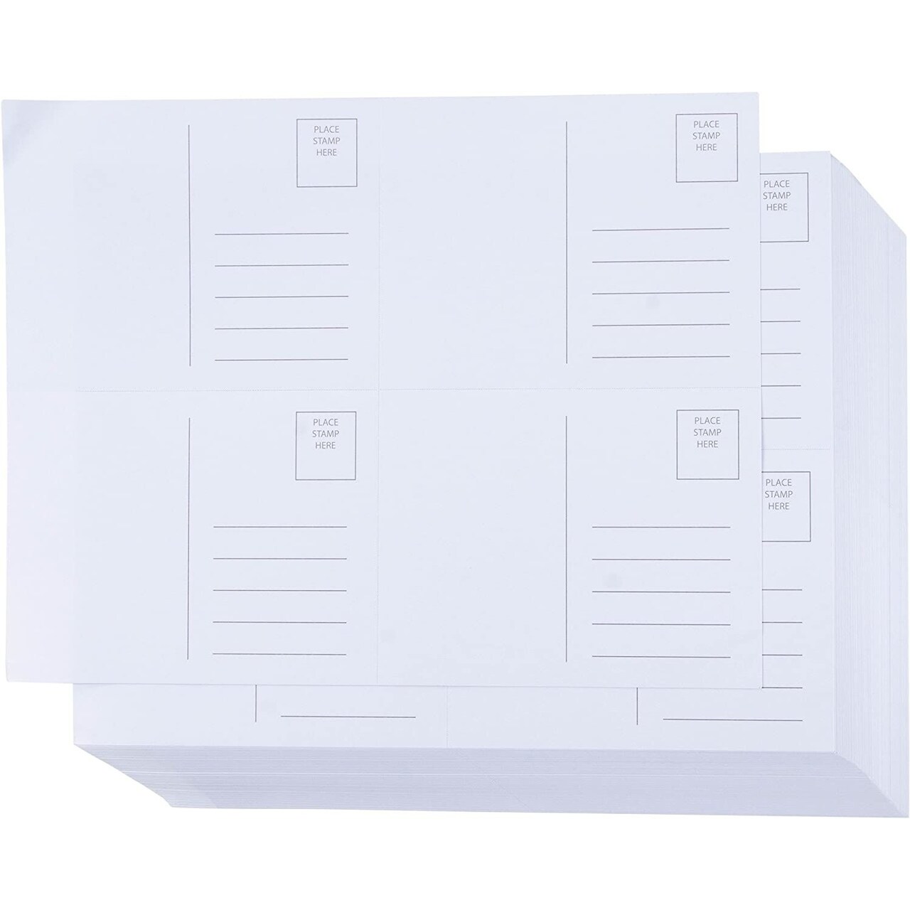 Blank Postcards - 100-Sheet Kraft Paper Postcards, Self Mailer Mailing Side Postcards, 4 Per Page 400 Cards in Total, White, Perforated, 4 x 6 Inches
